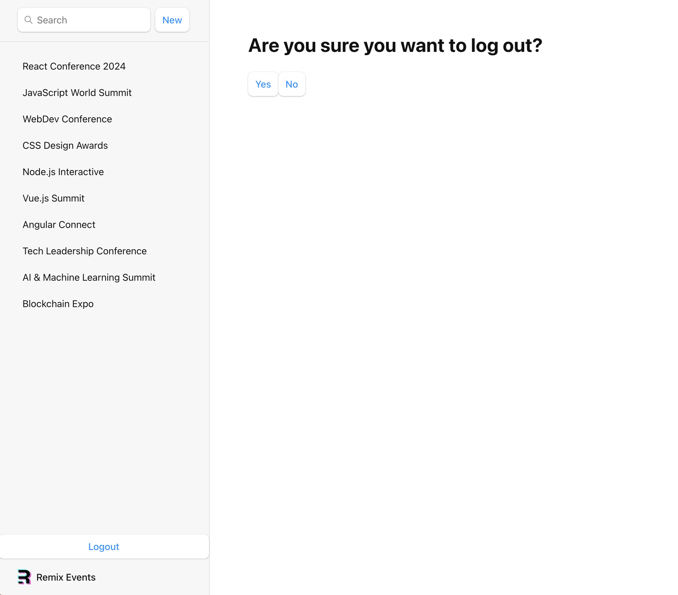 Remix logout page
