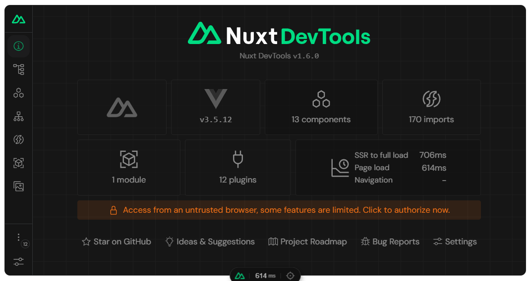 Nuxt devtools