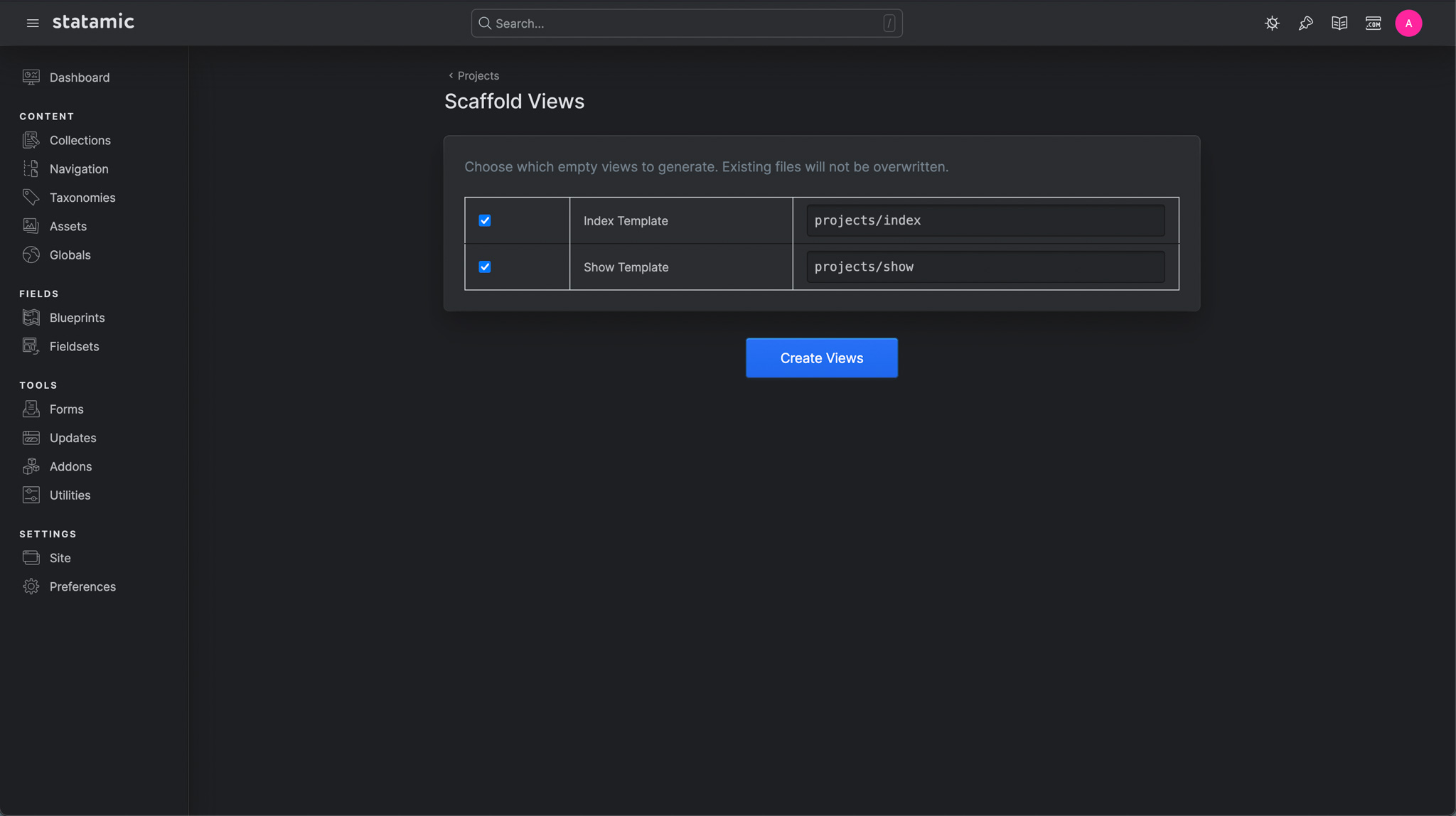 Screenshot of Scaffold Views