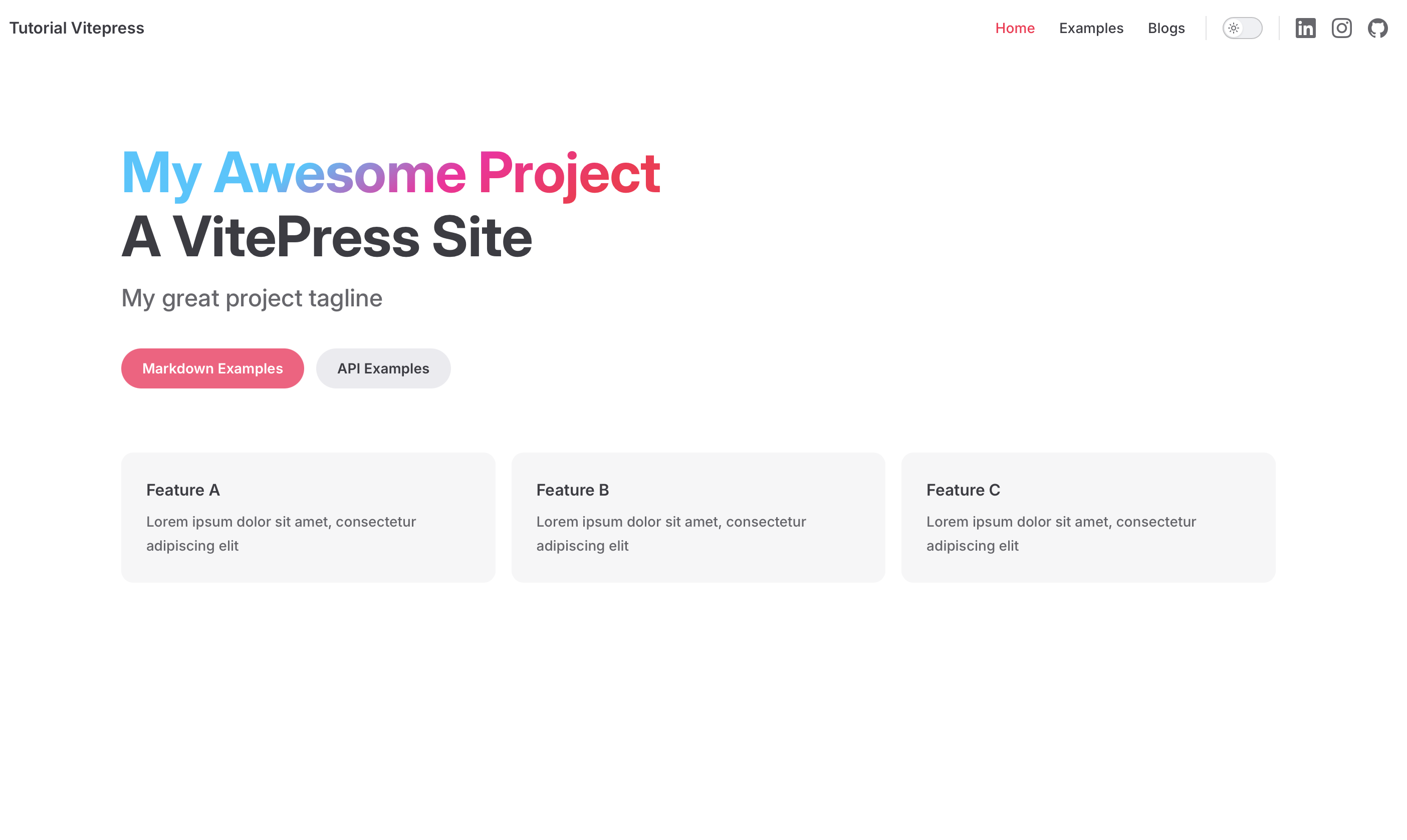 Vitepress website with custom colors