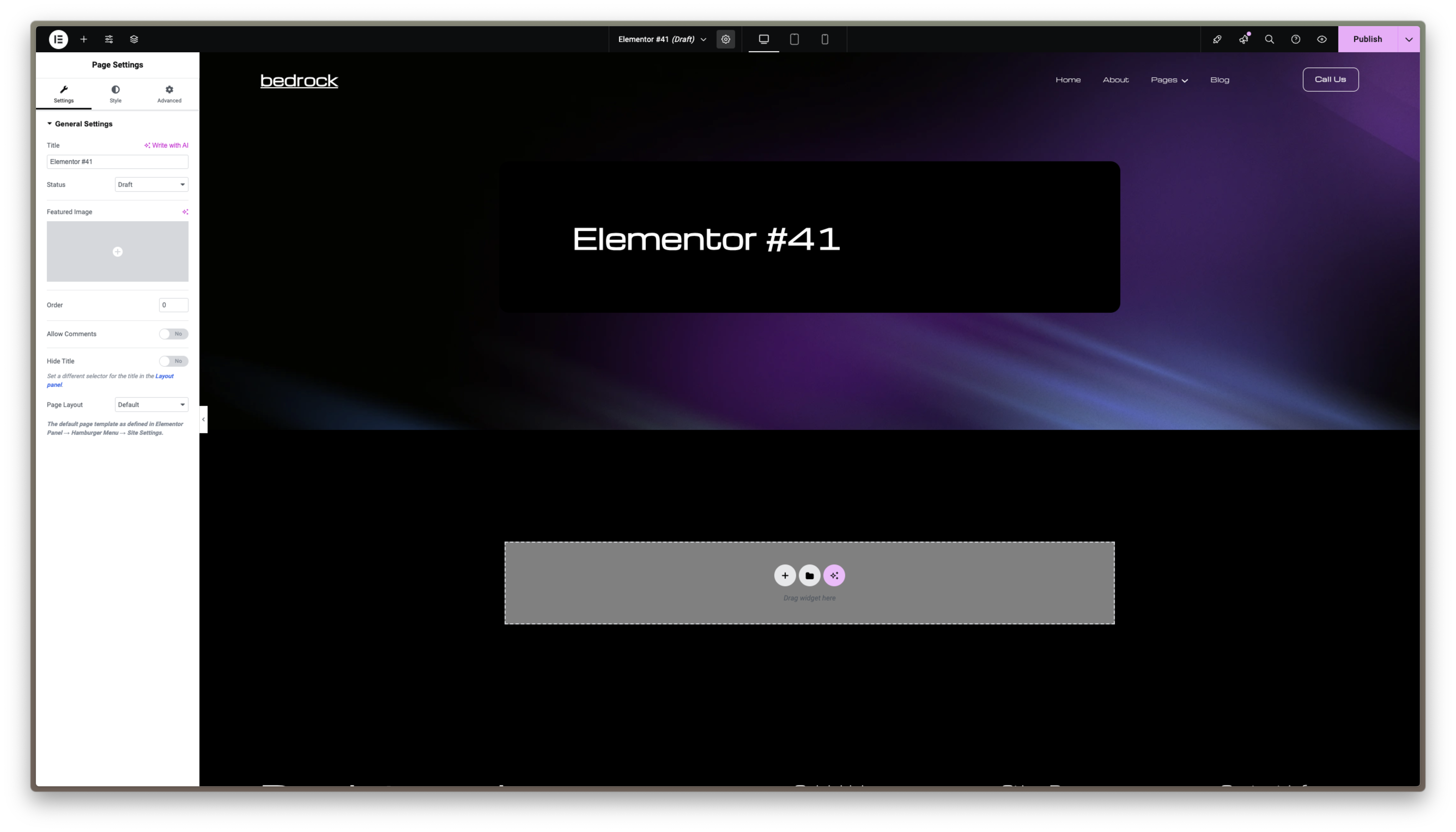 Elementor layout settings