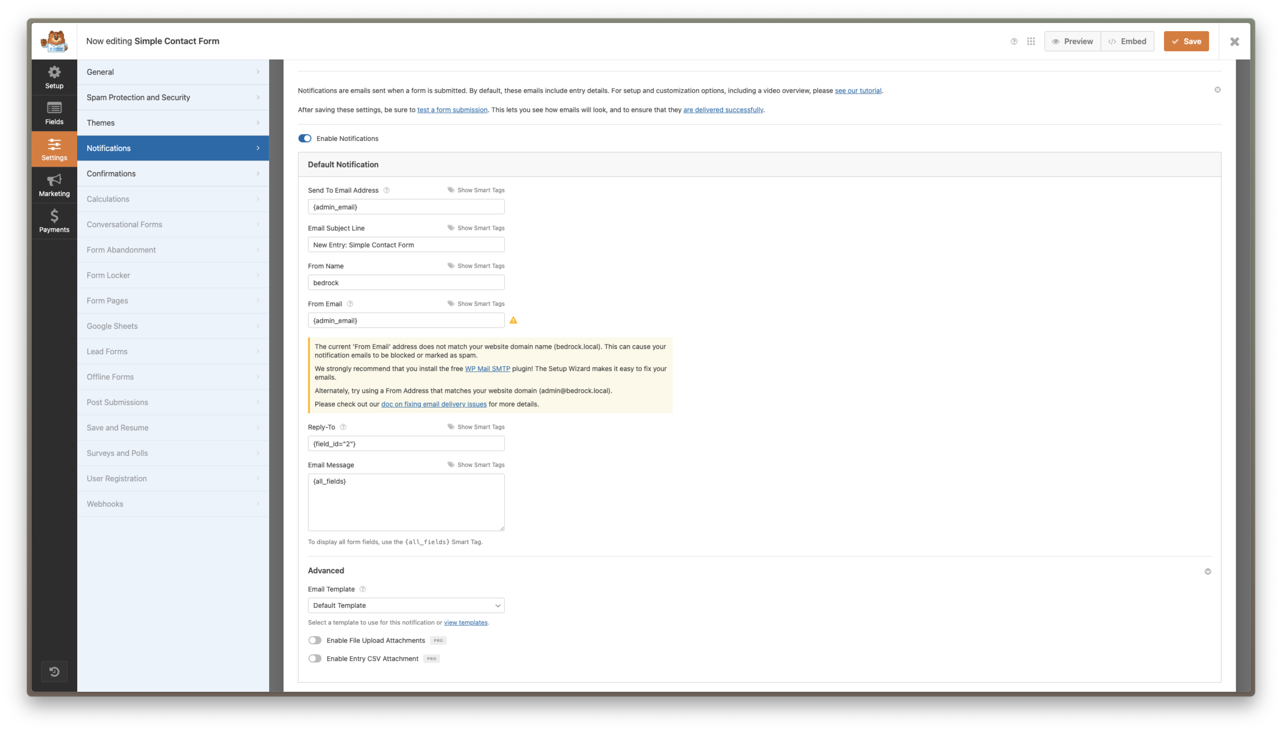 WPForms setup